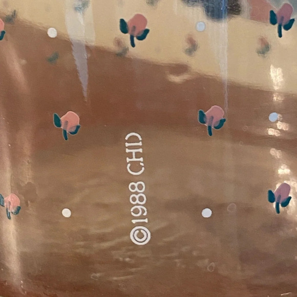 Vintage 1988 CHD Anchor Hocking Country Cat Glass Jar Canister Kitty Rose Lace - Picture 4 of 12